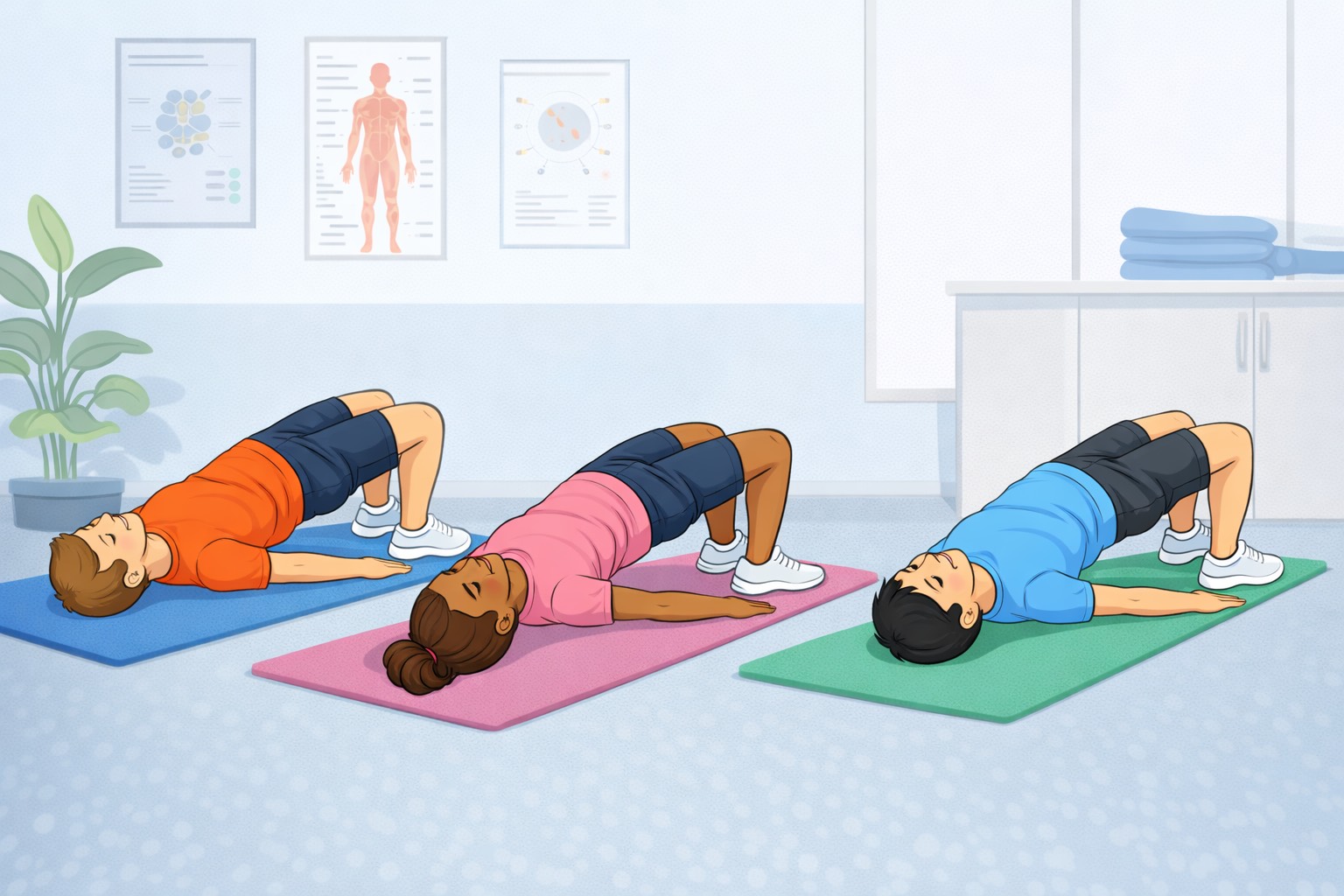 3 kids doing the Bridge Pose