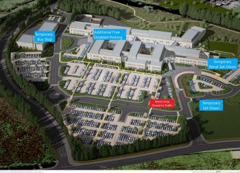 Aerial shot of Omagh Hospital and Primary Complex