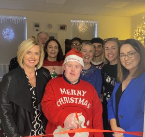 Margaret Mulligan, Conor (Service User) and Pauline Lennon and staff at Fresh Focus open the new premises