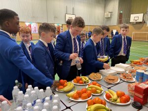 Year 8 Students From Sacred Heart College Omagh Enjoying Some Healthy Snacks And Drinks