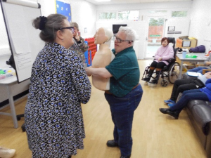 Service User with Janice McAllister at the Safer Eating and Drinking Programme