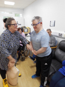 Service User with Janice McAllister at the Safer Eating and Drinking Programme