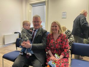 Health Minister Mike Nesbitt With Baby Caolan And Mum Caoimhe Morrison