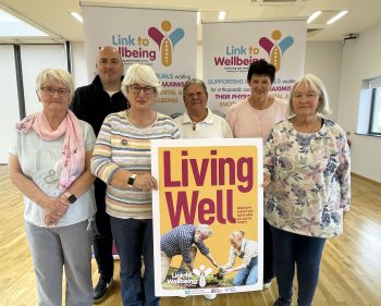 Western Trust Orthopaedic ‘Prehabilitation’ Link to Wellbeing Programme which has received region recognition pictured back row from left to right: Eamonn Harrigan, Western Trust Link to Wellbeing Programme Coordinator; Bernie King, Programme Participant and Nichola Cairns, Western Trust Lead Orthopaedic Nurse Manager. Front row from left to right: Sandra Dougherty, Margaret Sweeney and Noeleen Harding, Programme participants.