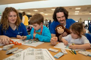 Medical students from the Child Health Society at Ulster University’s Magee College campus put on their scrubs in the Waterside Shared Village as they hosted a Teddy Bear Hospital for children. Families from Altnagelvin Parents Group came together as children grabbed their stethoscopes, x-ray machines and other medical equipment check on the health of their teddys. Medical students Steph Forsythe and Hugh Etchingham-Coll with brother and sister Jason and Amelia Coffey