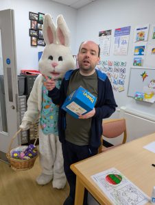 Service User with the Easter Bunny