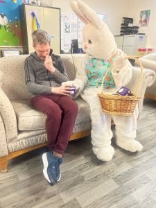 Service User with the Easter Bunny