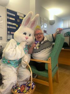 Service User with the Easter Bunny