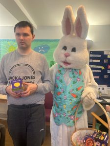 Service User with the Easter Bunny