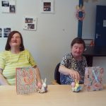 Service User with their easter crafts