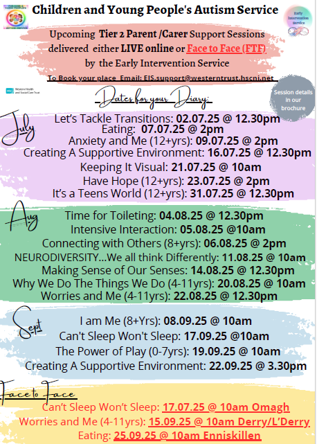 Children and Young People's Autism Service Post Diagnostic Tier 2 Poster