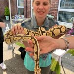 Service User enjoying the visit from Kidz Farm