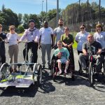 Representatives from the Trust, Fermanagh Omagh District Council and Mulhern Close (Inspire Wellbeing) with service users and carers at the launch of the inclusive bikes