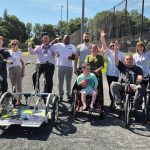 Representatives from the Trust, Fermanagh Omagh District Council and Mulhern Close (Inspire Wellbeing) with service users and carers at the launch of the inclusive bikes