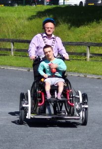 Service User and FODC Chair using the inclusive bike
