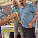 Service User enjoying the visit from Kidz Farm