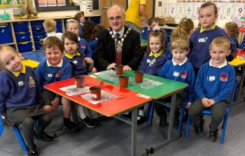 Children From Speech And Language Classes In Enniskillen With Barry McElduff Chair Of FODC (4)