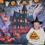 Fiona with pumkin with Halloween Background