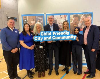 Western Trust CEO Neil Guckian with Frances Bestley UNICEF UK Director of Programmes and Amirah Mulla, Programme Manager UNICEF UK