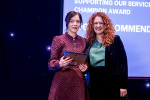 Bronagh Hasson Medical Secretary Altnagelvin Hospital Supporting Our Services Champion presented by Eimear McCauley