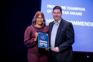 Clare Charles Dementia Champion SWAH Highly Commended Frontline Champion presented by Brendan Lavery