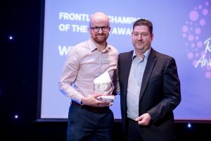 Dr Damien McMullan Consultant In Palliative Medicine Altnagelvin Winner Frontline Champion presented by Brendan Lavery