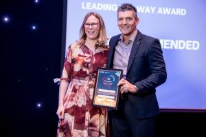 Dr Jenny Fairfield Consultant Community Paediatrician Gransha Highly Commended Leading The Way presented by Mark Gillespie