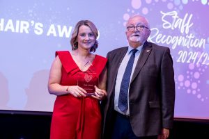 Eimear Watson ICU Manager SWAH Chairs Award presented by Trust Chair Dr Tom Frawley