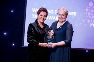 Helen Nutt CVAD Specialist Nurse Altnagelvin Receives The Anona Clarke Award presented by Donna Keenan