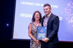 Michelle Bryson Senior Manager Acute Paediatrics Altnagelvin & SWAH Highly Commended Leading The Way Award presented by Mark Gillespie