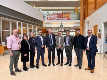 Prof Ronan O’Hare (Deputy Medical Director, Consultant Anaesthetist SWAH); Teresa Molloy, Western Trust Director of Planning, Performance & Corporate Services); Prof Monica Monaghan (Consultant Cardiologist & Divisional Clinical Director SWAH & OHPCC); Danny Donnelly MLA; Neil Guckian (Western Trust Chief Executive); Philip McGuigan MLA; Mark Gillespie (Director of Surgery, Paediatrics and Women's Health); Colin McGrath MLA; Keith McBride (NI Assembly Health Committee).