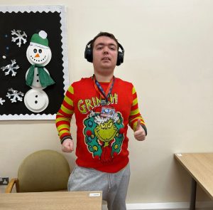 Service User Wearing Christmas Jumper