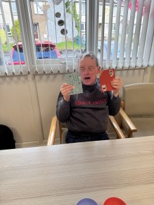 Strathroy Day Centre Service User with their Christmas Crafts