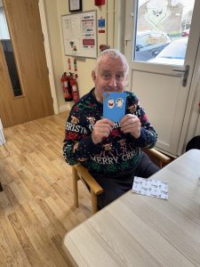 Strathroy Day Centre Service User with their Christmas Crafts