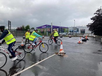 People making use of restored bikes