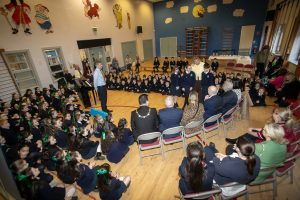 A number of the Primary 7 pupils asking questions during Wednesday's launch at St. Patrick's PS, Pennyburn, Derry.