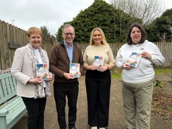 Pictured launching the Western Trust Recovery College Spring/Summer 2026 Prospectus from left to right: Maura Colgan, Recovery College Volunteer; Dermot Brady, Recovery College Peer Education; Roisin O’Hanlon, Western Trust Recovery College Coordinator and Melanie Patrick, Recovery College Volunteer..