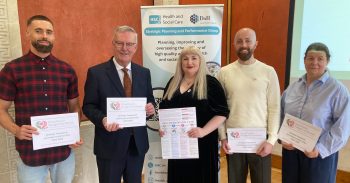 Daniel Collins; Health Minister Mike Nesbitt; Christine McGrath, DoH; Dr David Coyle, BHSCT; Ciara McKillop, DoH.