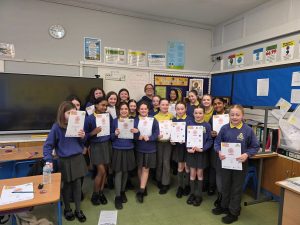 Holy Trinity PS Enniskillen Year 7 Pupils Pictured With Gemma McKeron ARC Horizons