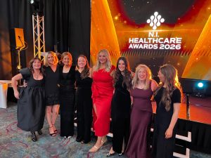 Rachel Ward second from the left represented the Western Trust on the regional Clinical Education Pharmacy Team. Missing from the photo are Mayfan Ling and Una Larkin