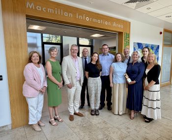 Photograph of Pharmacy Staff with Health Minister Mike Nesbitt at Macmillan Hub