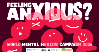 Feeling Anxious? World Mental Health Campaign with emoji faces and logos of partners including Western Trust, Aware NI, Lifeline,