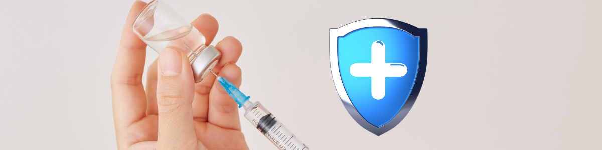Vaccination Bottle and Syringe, Shield with defence cross