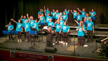 The Friends Together Choir performing on stage at the Alley Theatre Strabane