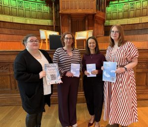 Pictured at the official launch of ‘Willows Embrace’ pregnancy and baby loss booklet at the Guildhall, Derry/Londonderry from left to right: Mum Dervla; Wendy Donnelly; Rhonda Murphy, Derry Well Women Manager and Erin McLaughlin, Willow Programme Facilitator Derry Well Women.