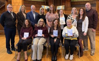 Pictured at the official launch of ‘Willows Embrace’ pregnancy and baby loss booklet at the Guildhall, Derry/Londonderry are representatives from Western Trust; Park Medical Practice, Derry Well Woman; Marie Dunne, Resilio; Laura McConnellogue, Willows Embrace author and Dermot McFadden, dad’s story.