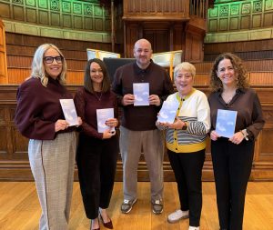 Pictured at the official launch of ‘Willows Embrace’ pregnancy and baby loss booklet at the Guildhall, Derry/Londonderry from left to right: Laura McConnellogue, Willows Embrace author; Rhonda Murphy, Derry Well Women Manager; Dermot McFadden, dad’s story; Marie Dunne, Resilio and Maria Fullerton, Social Worker, Park Medical.