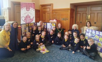 Speech and Language Therapists, Teachers from Ebrington Speech And Language Classes, Mayor of Derry City and Strabane District Council and Ebrington PS pupils